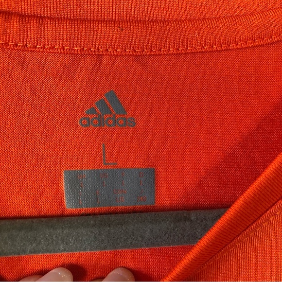 ADIDAS Mens big logo essentials long sleeve athletic stretchy top orange Size L - Picture 4 of 6
